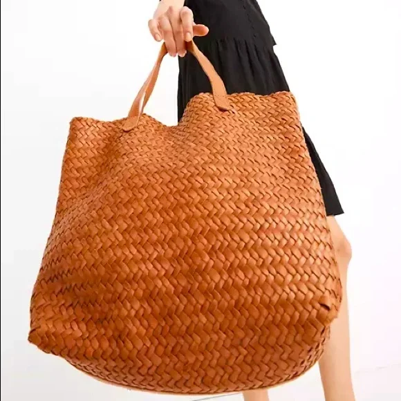 MADEWELL Transport Tote Woven Leather Edition Burnished Caramel - Picture 1 of 8